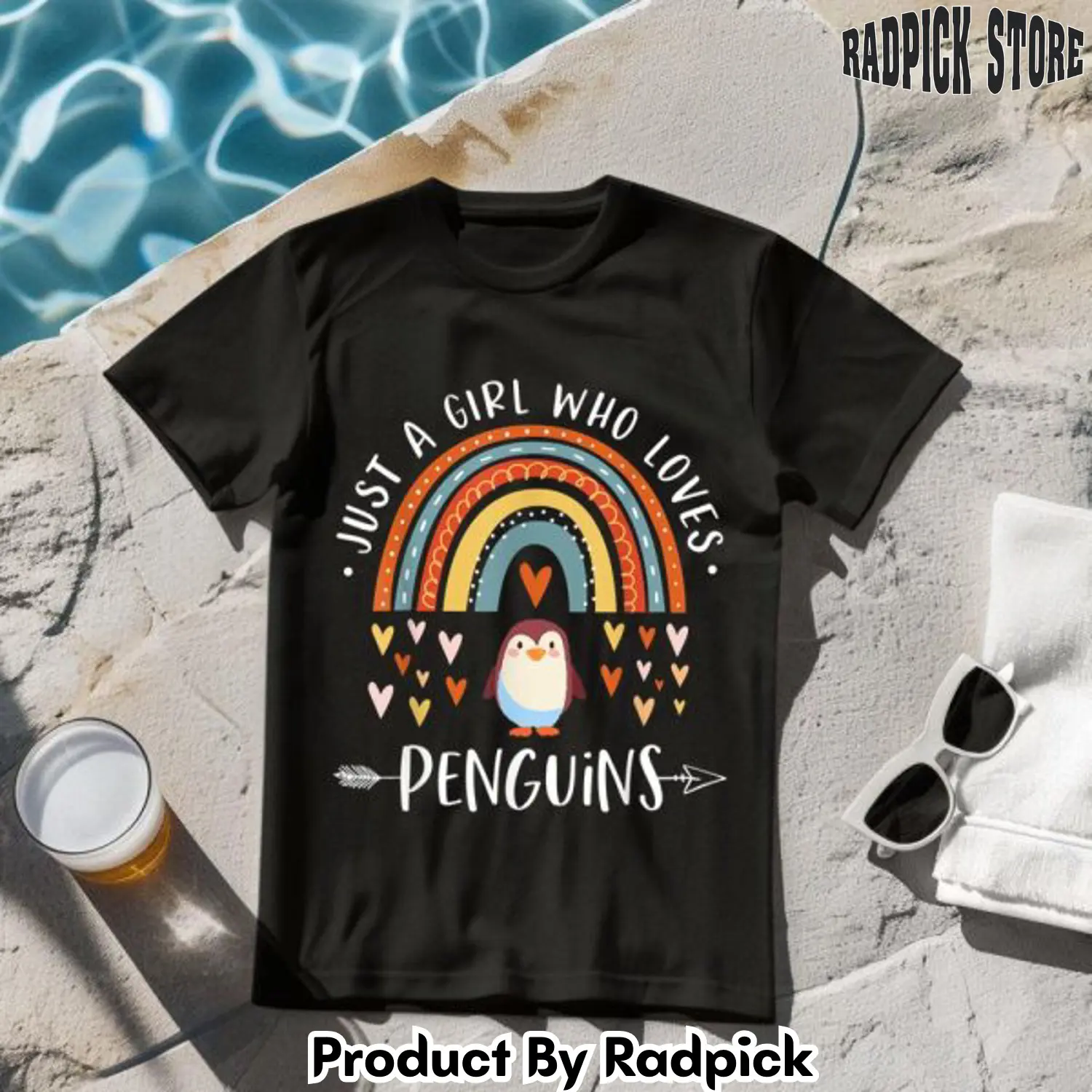Just a girl who loves penguins rainbow tshirt rp2629263